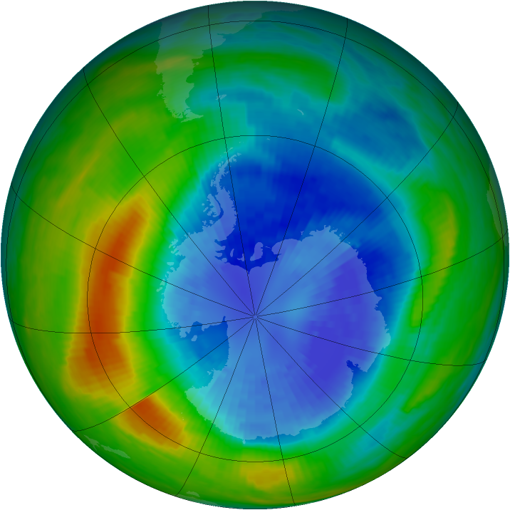 Antarctic ozone map for 14 September 1985